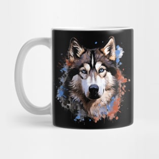 Husky with a splash of color Mug